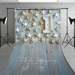 Aperturee - Aperturee Stars Wooden First Birthday Cake Smash Sweep Backdrop
