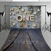 Aperturee - Aperturee Blue Wall First Birthday Cake Smash Sweep Backdrop