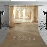 Aperturee - Aperturee Elegant Beige Flowy Drapery Maternity Sweep Backdrop