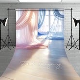 Aperturee - Aperturee Red Blue Soft Flowy Drapery Maternity Sweep Backdrop
