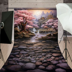 Aperturee - Aperturee Japanese Spring Sakura Garden Natural Photo Backdrop