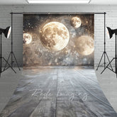Aperturee - Aperturee Gold Sparkle Grey Full Moon Fine Art Sweep Backdrop