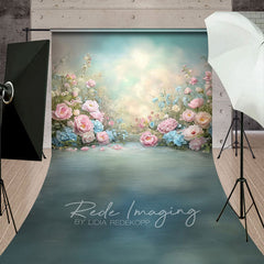 Aperturee - Aperturee Painted Colorful Pastel Florals Sweep Photo Backdrop
