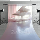 Aperturee - Aperturee Elegant Pink Curtain Piano Maternity Sweep Backdrop
