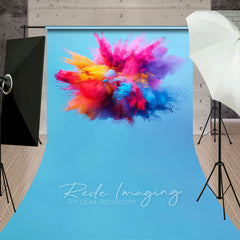 Aperturee - Aperturee Blue Artistic Colorful Powder Burst Sweep Backdrop