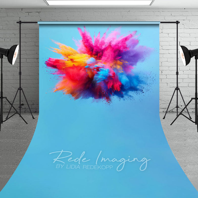 Aperturee - Aperturee Blue Artistic Colorful Powder Burst Sweep Backdrop