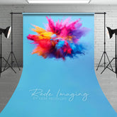 Aperturee - Aperturee Blue Artistic Colorful Powder Burst Sweep Backdrop