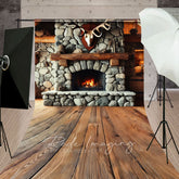 Aperturee - Aperturee Fathers Day Rustic Cabin Skull Fireplace Sweep Backdrop