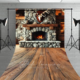 Aperturee - Aperturee Fathers Day Rustic Cabin Skull Fireplace Sweep Backdrop