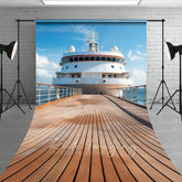 Aperturee - Aperturee Blue Sky Coast Plank Road Ship Natural Sweep Backdrop