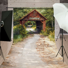 Aperturee - Aperturee Natural Forest Summer Covered Bridge Sweep Backdrop