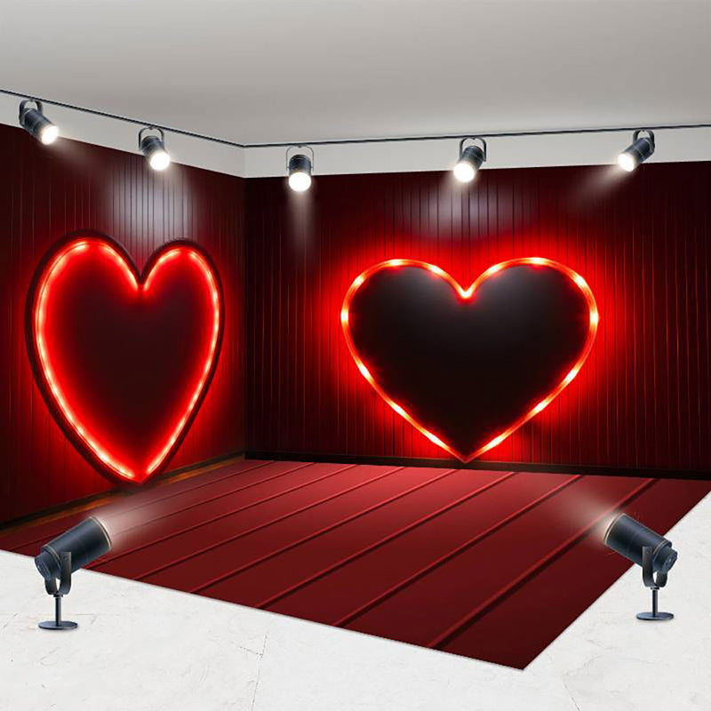 Aperturee - Aperturee Lighted Red Love Valentines Day Room Set Backdrop