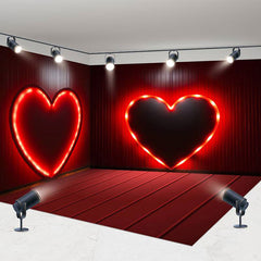 Aperturee - Aperturee Lighted Red Love Valentines Day Room Set Backdrop