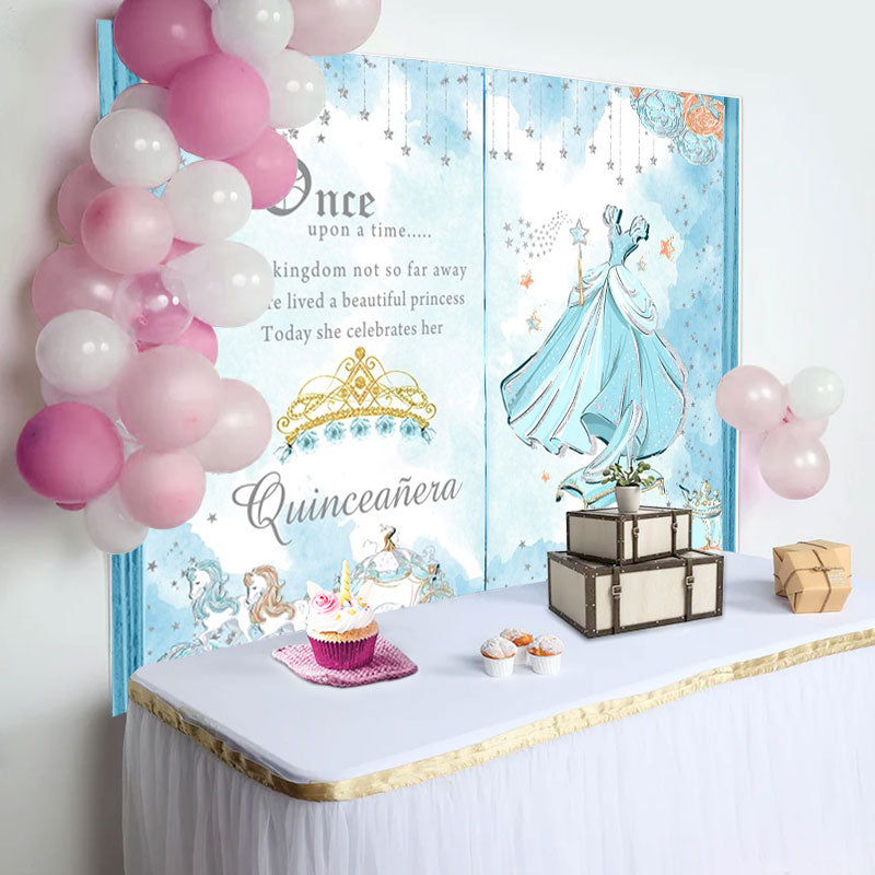 Aperturee - Blue Book Princess Floral Crown Birthday Backdrop