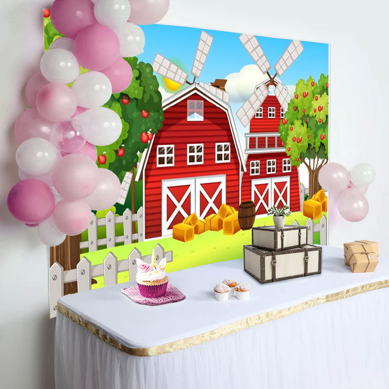 Aperturee - Red House Farm Apple Trees Grass Birthday Backdrop
