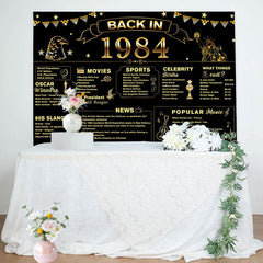 Aperturee - Back In 1984 Black Gold Star 40th Birthday Backdrop