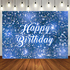 Aperturee - Blue Sparkling Sequin Dance Happy Birthday Backdrop