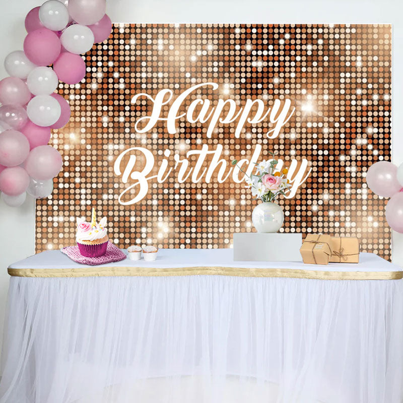 Aperturee - Gold Sparkling Sequin Dance Happy Birthday Backdrop