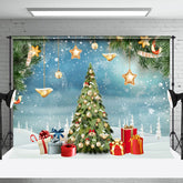 Aperturee - Aperturee Snowflake Pine Bokeh Christmas Tree Scene Backdrop