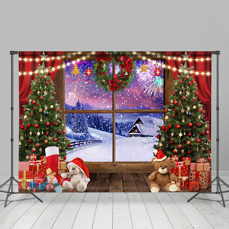 Aperturee - Aperturee Winter Sunset Xmas Gifts Decor Christmas Backdrop