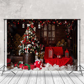 Aperturee - Aperturee Christmas Tree Chairs Log House Holiday Backdrop