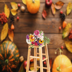 Aperturee - Pumpkin Apple Wood Board Fall Photography Backdrop