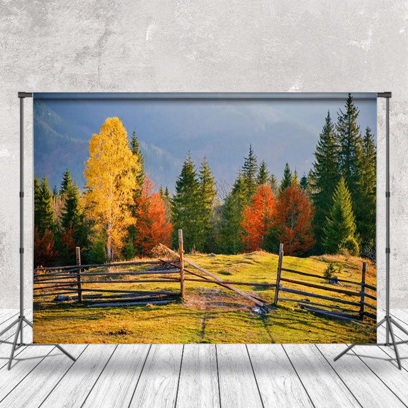 Aperturee - Farm Autumn Woods And Grass Landscape Photo Backdrop