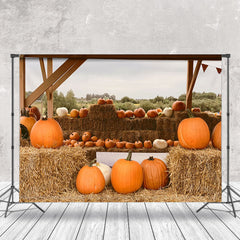 Aperturee - Pumpkin Haystack Outdoor Harvest Autumn Backdrop