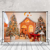 Aperturee - Aperturee Orange Cottage Decoration Interior Christmas Backdrop