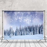 Aperturee - Fireworks Snow Scene Pine Forest Photography Backdrop