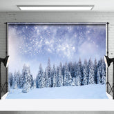 Aperturee - Fireworks Snow Scene Pine Forest Photography Backdrop