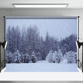 Aperturee - Night Forest Snow Pine Forest Photography Backdrop