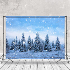 Aperturee - Snow Covered Pines Photography Backdrop Photo Booth