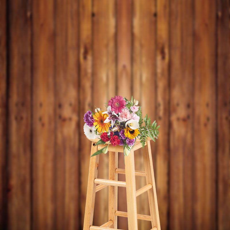 Aperturee - Retro Brown Wood Texture Backdrop for Photography