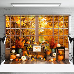 Aperturee - Happy Fall Maple Forest Outside The Window Backdrop