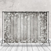 Aperturee - Aperturee Winter Snowflake Grey Wood Christmas Vibe Backdrop