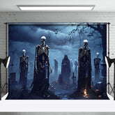 Aperturee - Misty Night Skeleton Ghastly Halloween Backdrop
