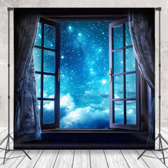 Aperturee - Dreamy Starry Sky Open Window Photography Backdrop