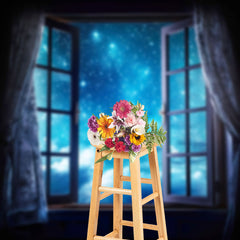 Aperturee - Dreamy Starry Sky Open Window Photography Backdrop