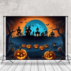 Aperturee - Scary Night Moon Pumpkin Halloween Backdrop