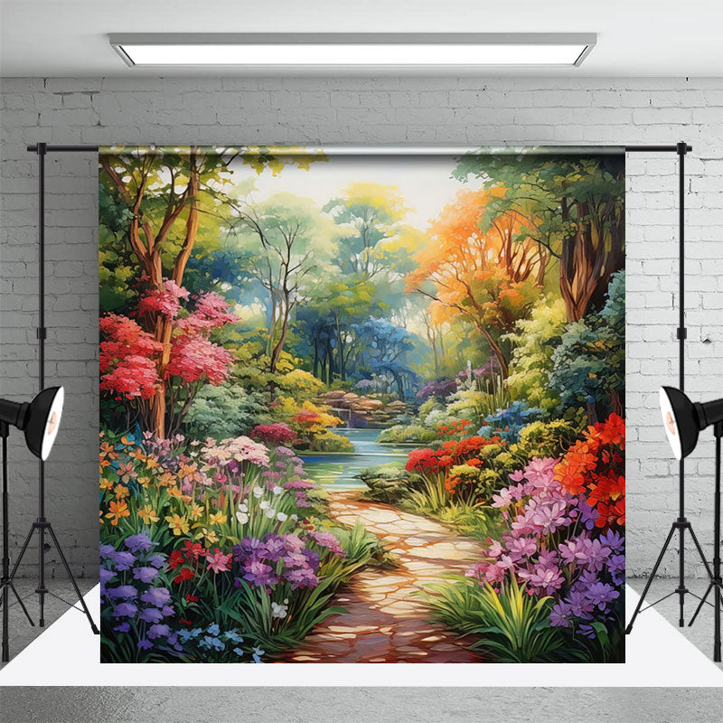 Aperturee - Vibrant Floral Forest Spring Photo Backdrop