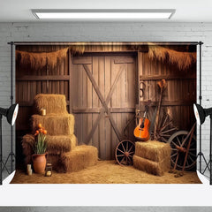 Aperturee - Haystack Guitar Wood Door Vintage Photo Backdrop