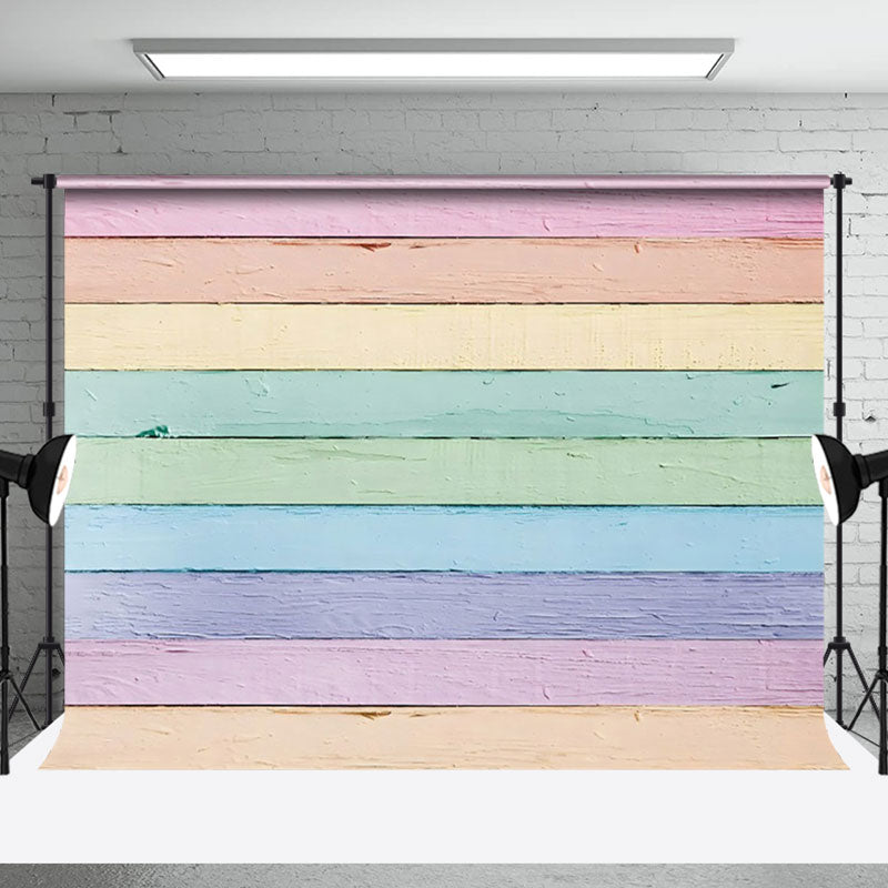Aperturee - Aperturee Colorful Painted Wood Grain Photography Backdrop