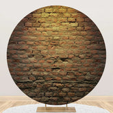 Aperturee - Brown Vintage Brick Wall Round Backdrop For Birthday