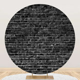 Aperturee - Classic Black Brick Wall Round Backdrop For Birthday