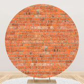 Aperturee - Round Bright Retro Red Brick Wall Backdrop For Party