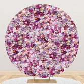 Aperturee - Purple Pink Dense Flowers Round Wedding Backdrop