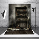 Aperturee - Spooky Wooden Cupboard Floor Halloween Photo Backdrop