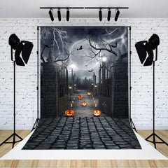Aperturee - Moon Pumpkin Lantern Halloween Horror Night Backdrop