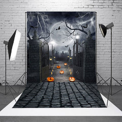 Aperturee - Moon Pumpkin Lantern Halloween Horror Night Backdrop